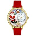 Whimsical Watches Women's G1220009 Christmas Santa Claus Red Leather Watch