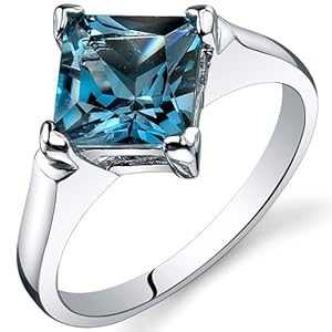 Striking 2.00 carats London Blue Topaz Engagement Ring in Sterling Silver Rhodium Finish Size 8 Available in Sizes 5 thru 9