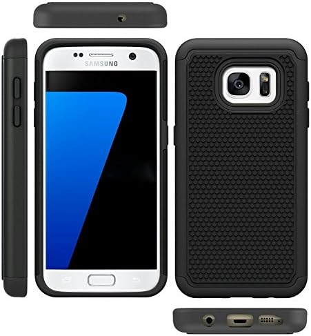 S7 Edge Case, Elite Tek [Shock Absorption] [Drop Protection] Hybrid Dual Layer Armor Defender Protective Case Cover for Samsung Galaxy S7 Edge (Black)