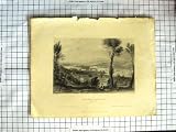 1839 View Mount Ida Troy America Bartlett Engraving troy