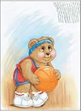 Sports Bear Basketball Star - Childrens Wall Art, Kids Wall Art, Nursery Wall Art
