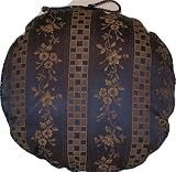 Blue Square Floral Round Pillow 16 W/trim