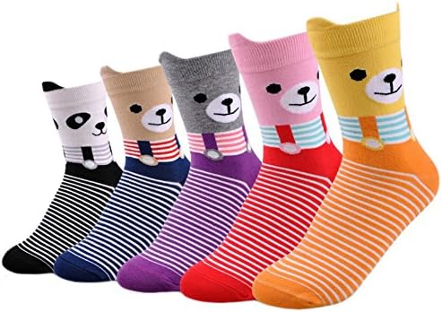 Crew Socks, Women's 5-Pack Cotton Funny Floor Casual by MOONUS