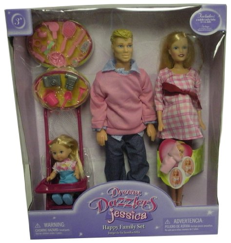 dream of dolls:Dream Dazzlers Pregnant Jessica with Happy Family Doll Set - Blonde