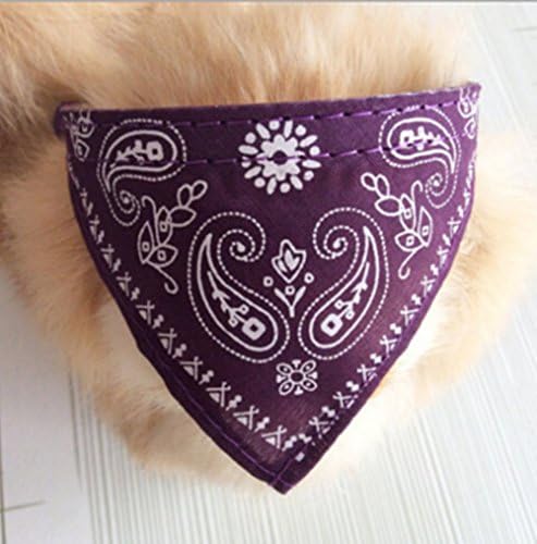 HowFine 7 Colors Optional Adjustable Pet Dog Collar Scarf Puppy Cat Bandana for Dogs Decoration Neckerchief Paisley Particular Custom - Purple S