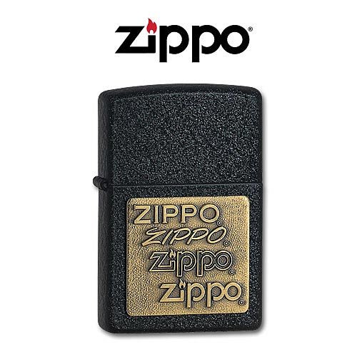 Zippo Lighter Brass Emblem Black Crackle