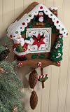 Christmas Time Clock Wall Hanging Felt Applique Kit: 8.5x17.5x4