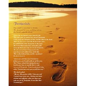 LAMINATED Footprints Sand Poem 20" x 16" (50 x 40cm) MINI POSTER