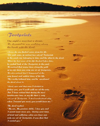 Cover image : LAMINATED Footprints Sand Poem 20