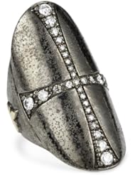 Mizuki Sterling Silver and Diamond Oval Cross Shield Knuckle Ring