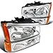 Spec-D Tuning 2LBLH-SIV03-RS Silverado Chrome Crystal Headlights+Clear Signal Bumper Light