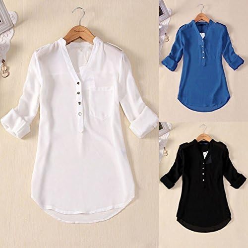 US Size S-4XL Women Spring Summer V-neck Chiffon Elegant All-match Solid Botton Casual Spirals Shirt Blouse