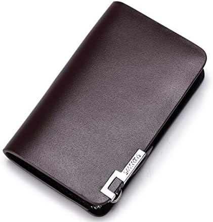 Madrid Fort Series 1 Card Holder 1 Key Ring 6 Key Hangers Cow Leather Zipper Pocket Key Case (One Size, Coffee)