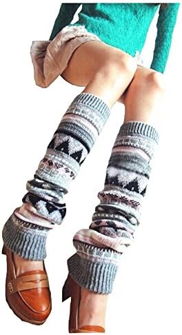Women Lady Fashion Knee High Leg Socks Winter Bohemian Knit Crochet Warmers Legging