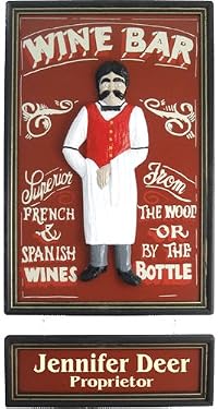 Wine Bar with Intricately Painted Waiter - Personalized 18x24