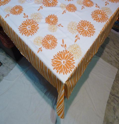 Vintage Table Cover 55 X 55 Stencil Rust 100% Cotton Table Cloth Table Linen