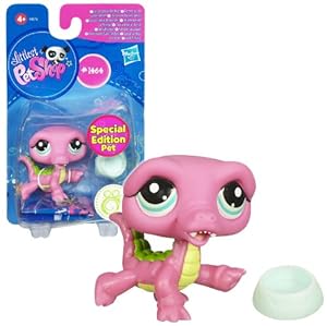 Littlest Pet Shop - Special Edition Pet #1464 Pink Crocodile with Bowl ...