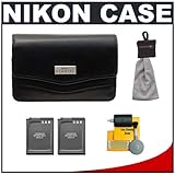 Nikon Coolpix 11632 Leather Digital Camera Case Bag + (2) EN-EL12 Batteries ....