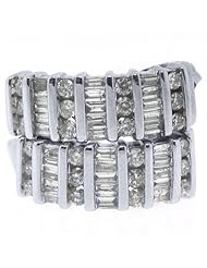 1 Carat Round & Baguette Diamond Hoop Earrings