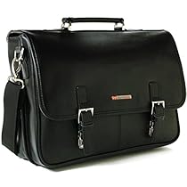 Alpine Swiss Leather Briefcase Laptop Case Messenger Bag1 Year Mfg's Warranty
