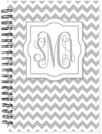 12 month monogram monthly planner calendar notebook, start any month year, choose color for cover