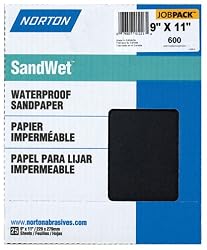 Norton 1223 WetSand 600-Grit 9-by-11-Inch Sheets, 25 Sheets
