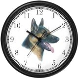 German Shepherd JP Dog Wall Clock by WatchBuddy Timepieces (Hunter Green Frame)