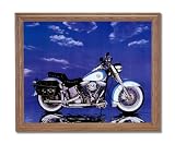 Harley Davidson Heritage Motorcycle Home Decor Wall Picture Oak Framed Art Print