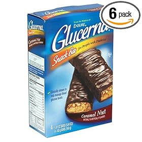 Glucerna Snack Bar for People with Diabetes, Caramel Nut, Six- 4 Bar Packages