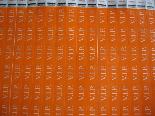 500 VIP Neon Orange Consecutively Numbered Tyvek Wristbands 3/4 Inch