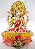 Brightly Colored Laxmi Hindu Wealth Goddess Statue