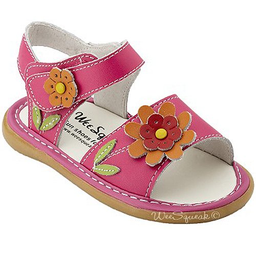 Wee Squeak Baby Toddler Girl Shoes Hot Pink Daisy Sandals 3-12