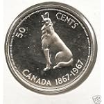 Howling Wolf 50¢ Coin 80% Silver Canada Centennial Collectors Coin 1967