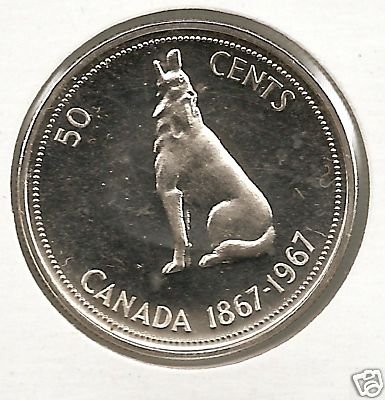 Howling Wolf 50¢ Coin 80% Silver Canada Centennial Collectors Coin 1967