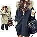 Paradise Kiss New Womens Oversized Loose Knit Cardigan Faux Fur Hooded Coat Zip Jacket Parkas (Dark Grey) by AI YUE