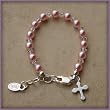 Bella Sterling Silver Childrens Girls Infant Bracelet Jewelry Beautiful keepsake sterling silver bracelet with pink Czech pearls and crystals accented with a darling silver cross - perfect for christenings and communion with a touch of pink! Size Small Baby 0-12 Months. Perfect for Christmas, First Communion, Easter, Graduation, Sunday Dress, Christening or Birthday.