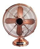 Optimus F-6122 12-Inch Antique-Design 3-Speed Table Fan with Copper Finish