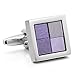 INBLUE Men's 2 PCS Rhodium Plated Cufflinks Purple Silver Tone Striped Checkered Shirt Wedding Business 1 Pair Set