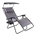 Just Relax Oversized Zero Gravity Chair with Pillow, Canopy, and Clip-On Table (Grey)