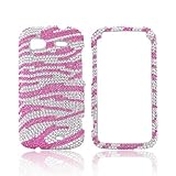 Pink Zebra on Silver Gems Bling Hard Plastic Case Cover For HTC Sensation 4 ....