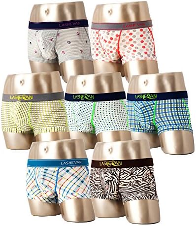 Lashevan Men's Functional Boxer Brief Fashion 3D Separated Underwear Tensel Fiber Drawers Set 7-Pack (SV7151) M Size