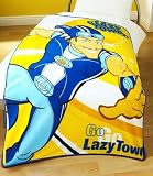 Lazy Town Sportacus Fleece Blanket / Throw Blanket Official Licenced Product ( Layz Town ) Plastic Zipable Bag