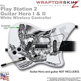 PS2 Guitar Hero I & II White Wireless Controller Skin Chrome Skull on White by WraptorSkinz TM (GUITAR NOT INCLUDED)