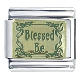 Blessed Be Words Themed Religious Inspirational Center Inspriational Italian Charms Bracelet Link