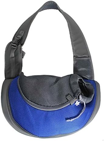 Daisy1993 Portable Dog Sling Bag Pet Shoulder Carrier Bag Breathable Mesh Single-Shoulder Pet Travel Carrier for Dog Cat Outside Walking (L, Blue)