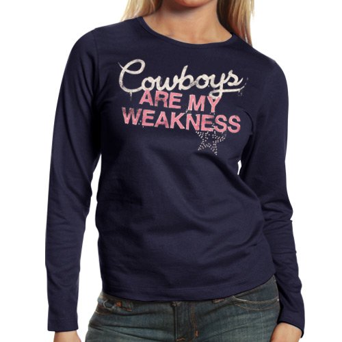 Dallas Cowboys Ladies My Weakness Long Sleeve T-Shirt - Navy Blue (Large)