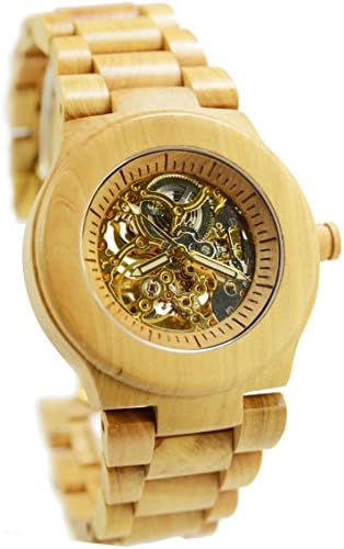 UD Classical Manual Movement Transparent Mechanical Round Shape Wood Wrist Watch Limited Edition