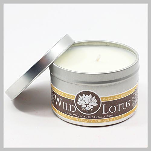 Wild Lotus Naturals Soy Candle Frankincense Bergamot Rosemary Ginger 4 Ounce Tin