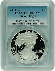 Coins: 2011 W Silver Eagle Dollar PCGS MS70
