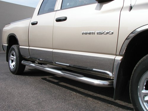 Willmore Wheel to Wheel Nerf Bars - Polished 304 Stainless Steel, Long Bed. Dodge Quad Cab 4 Door Dually 02-05 Long Bed 2002 - 2005